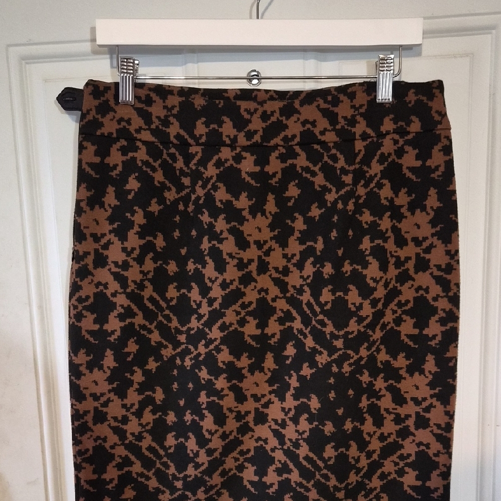 Grace Black and Brown Patterned Pencil Skirt